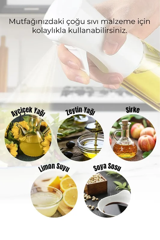 Airfryer Sprey Sprey Cam Şişe - Zeytinyağı, Sirke, Yağ, Izgara, Fritöz, Salata, Yağ Püskürtücü – 4. görsel