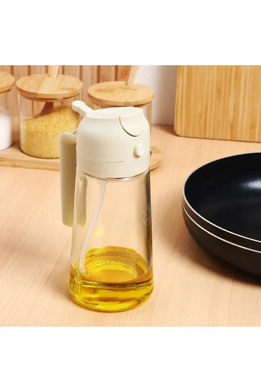 Çift Ağızlı Yağdanlık – Püskürtmeli ve Dökmeli 2’si 1 Arada Cam Yağ Spreyi, 470 ml – 4. görsel