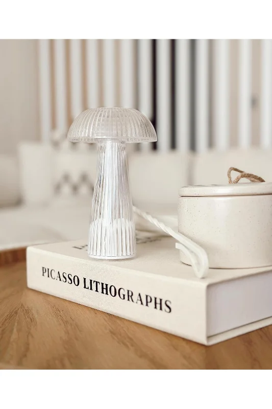 1 Adet Mantar Model Pilli Led Masa Lambası