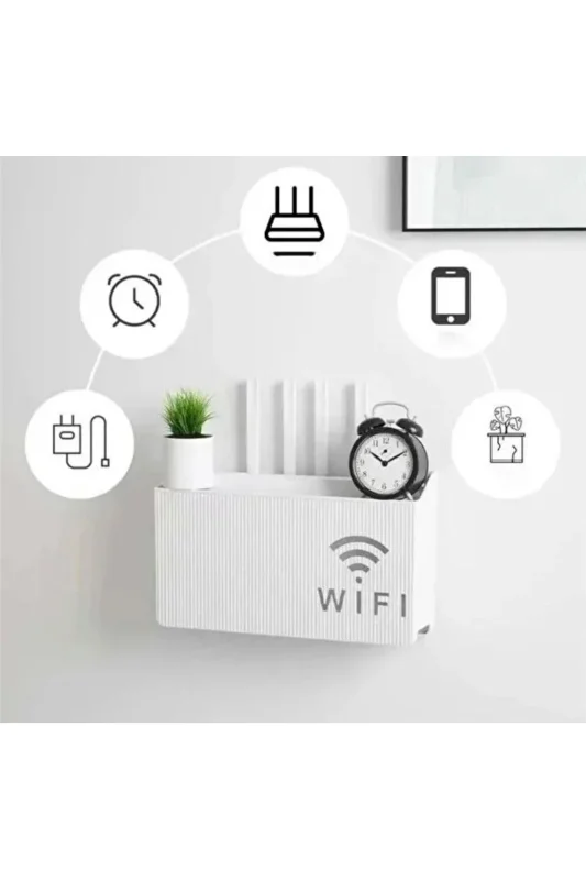 1 Adet Krem Renkli Duvara Monte Edilebilir Modem Saklama Kutusu – 2. görsel
