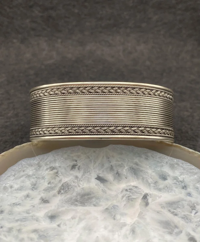 Ağır El Yapımı 925 Ayar Gümüş Erkek Bilekliği | 50 Gram Genişliğinde İnce Tel Örgü Bileklik