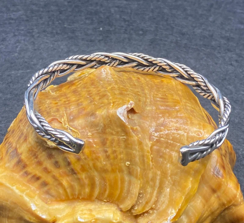 El Yapımı 925 Ayar Gümüş Katı Bükülmüş Halat Bileklik | Viking Dokuma Bileklik 20,4 Gram – 4. görsel