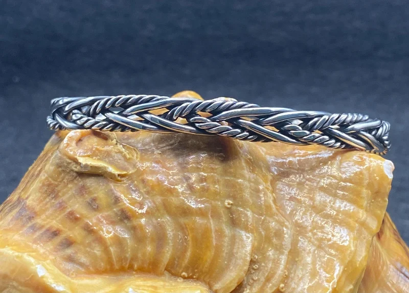 El Yapımı 925 Ayar Gümüş Katı Bükülmüş Halat Bileklik | Viking Dokuma Bileklik 20,4 Gram – 2. görsel