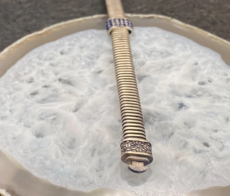 El Yapımı 925 Ayar Gümüş Çok Sıralı Zincir Bileklik | Mavi Zirkon Lüks Toka 20 Gram – 4. görsel