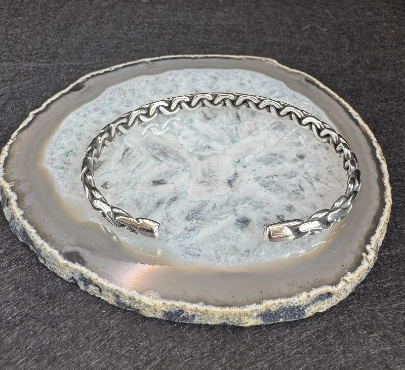 El Yapımı 925 Ayar Gümüş İnce Örgülü Bileklik | Bizans Borobudur Dokuma Erkek Bilekliği 17 Gram – 3. görsel