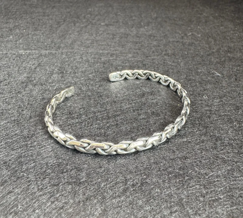 El Yapımı 925 Ayar Gümüş İnce Örgülü Bileklik | Bizans Borobudur Dokuma Erkek Bilekliği 17 Gram – 4. görsel