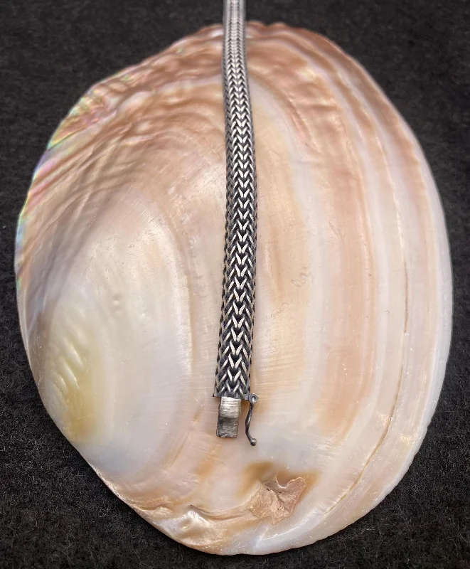 El Yapımı 925 Ayar Gümüş Katı Dokuma Kral Zincir Bileklik | Sanatsal Modüler Bağlantı 24 Gram – 2. görsel