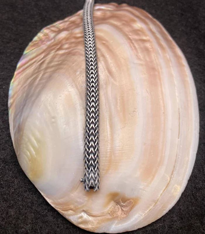El Yapımı 925 Ayar Gümüş Katı Dokuma Kral Zincir Bileklik | Sanatsal Modüler Bağlantı 24 Gram – 3. görsel