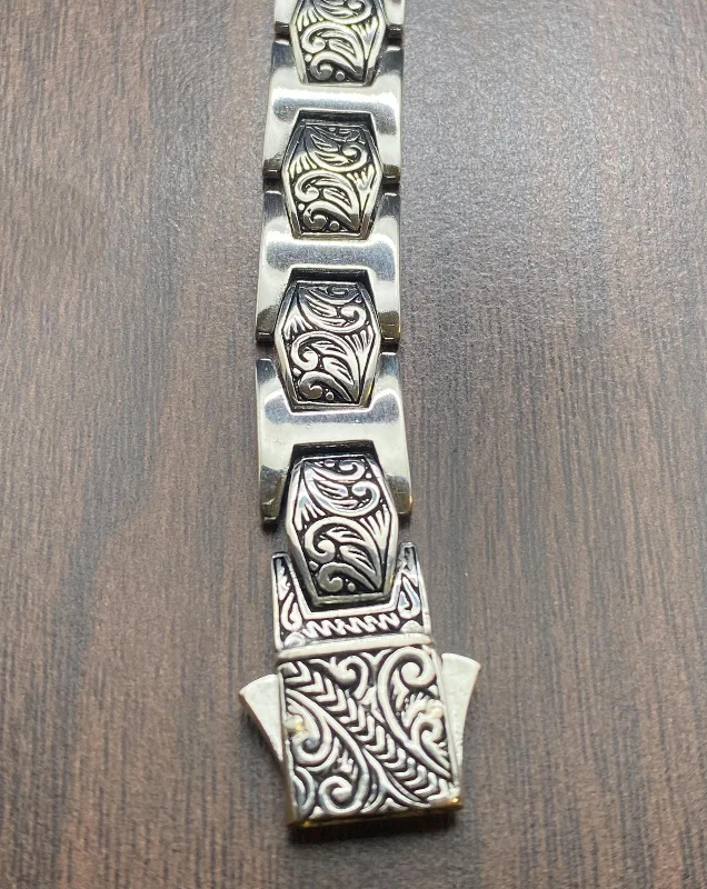 El yapımı 925 ayar gümüş, ağır, çok sıralı dokuma bileklik, 37 gram. – 4. görsel