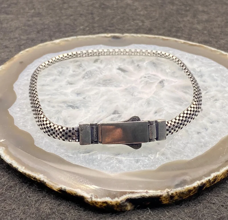 El Yapımı 925 Ayar Gümüş Hafif Örgü Zincir Bileklik | Modern Sürgülü Toka 9 Gram – 2. görsel