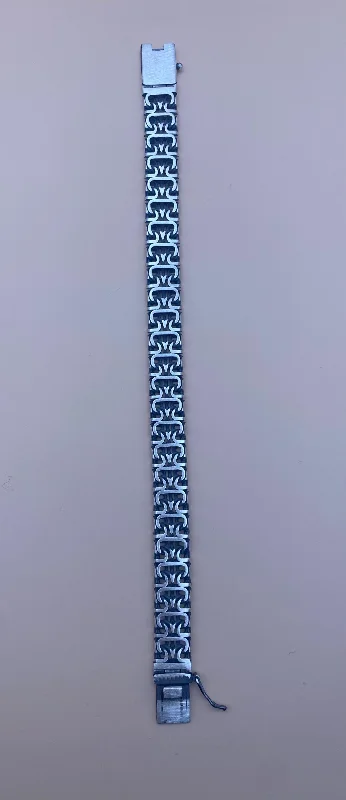 El Yapımı 925 Ayar Gümüş Ağır Bizans Zincir Bileklik | Geometrik Örgü 32 Gram – 4. görsel
