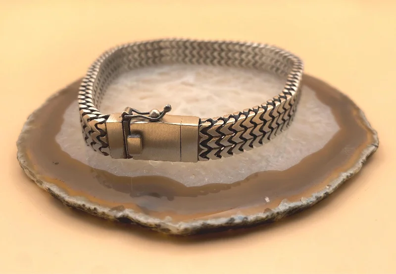 El Yapımı 925 Ayar Gümüş ULTRA AĞIR Düz Örgü Zincir Bileklik | Viking Tarzı 54 Gram – 3. görsel