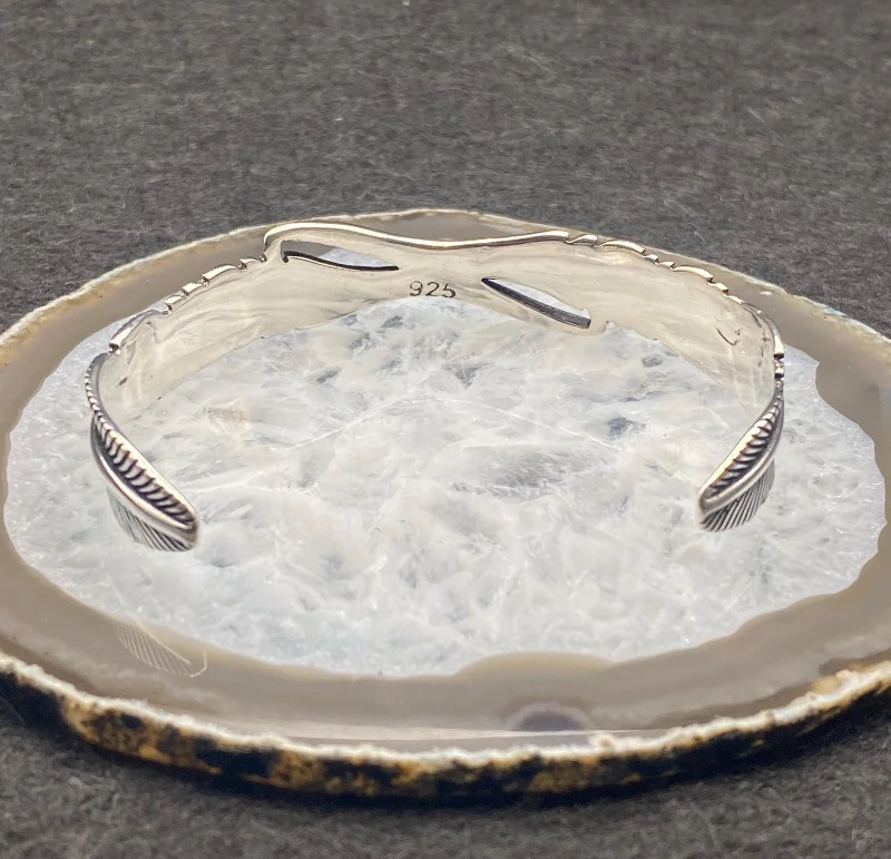 El Yapımı 925 Ayar Gümüş Ağır Tüy Manşet Bileklik | Özgürlük Sembolü Bileklik 21,5 Gram – 4. görsel