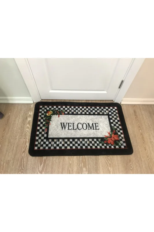 Welcome Lateks Taban Su Geçirmez Saçaksız (60x90 Ebat ) Kapıönü Paspası