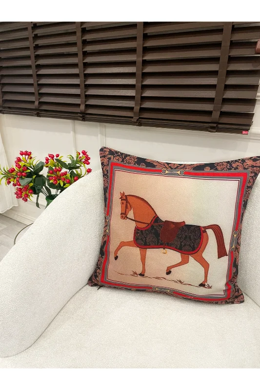 Horse At Desen Dokuma Kumaş Kırlent 45x45 – 2. görsel