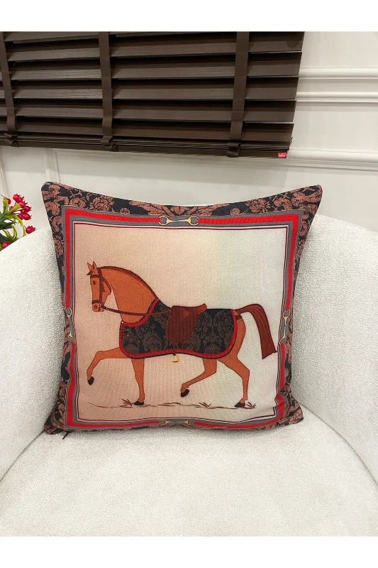 Horse At Desen Dokuma Kumaş Kırlent 45x45 – 3. görsel