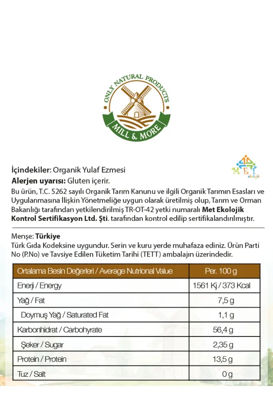Organik Yulaf Ezmesi 500 g