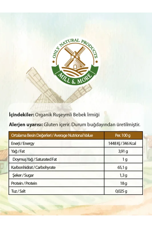 Organik Ruşeymli İrmik 250 g +6 Ay