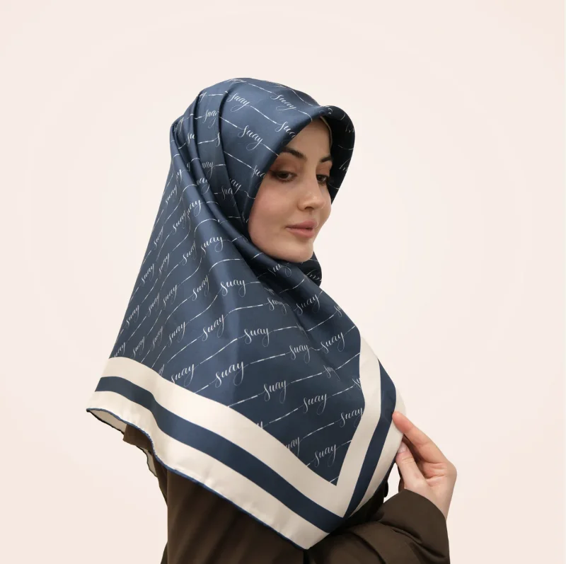 İmza İndigo 16 Momme %100 Twill İpek Eşarp 90x90 – 3. görsel