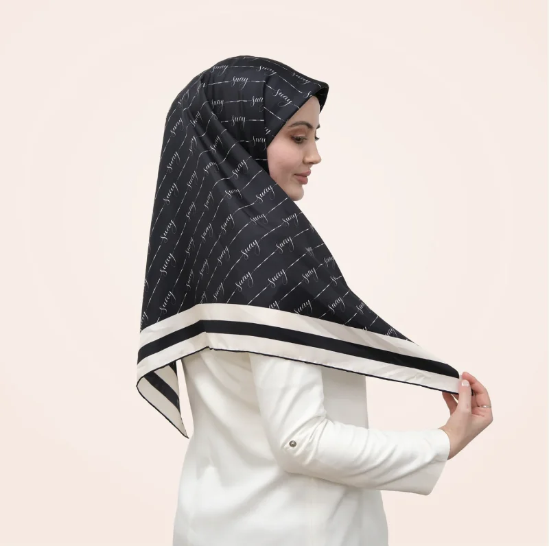 İmza Siyah 16 Momme %100 Twill İpek Eşarp 90x90 – 4. görsel