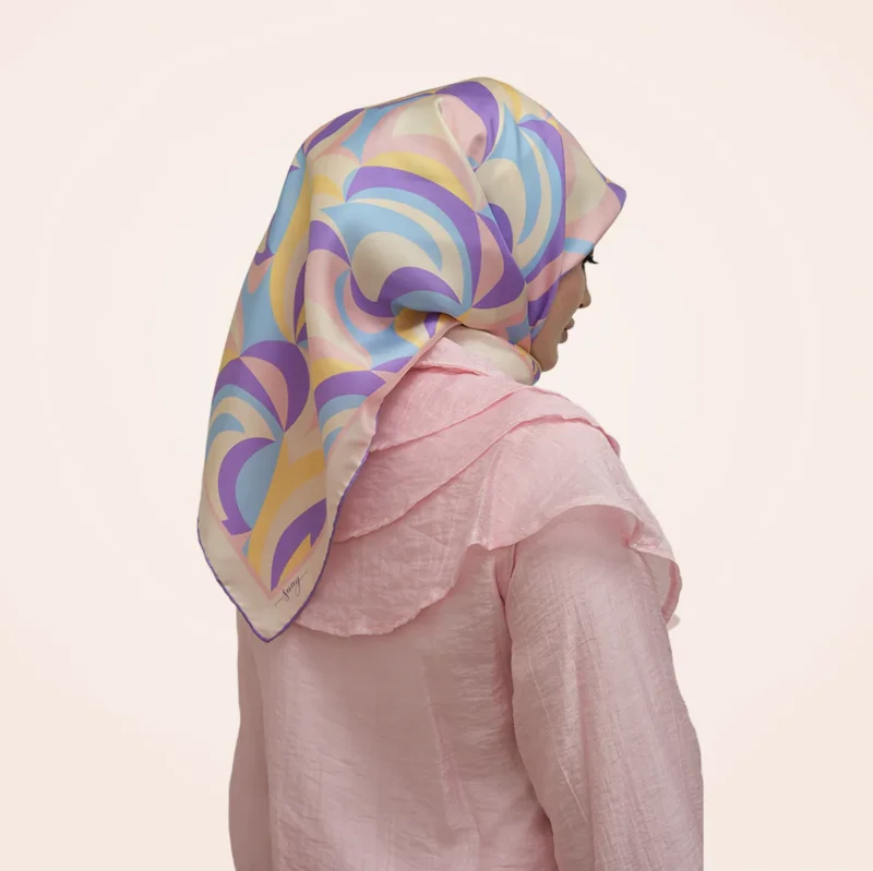 Melodi Lila Rüyası 16 Momme %100 Twill İpek Eşarp 90x90 – 3. görsel
