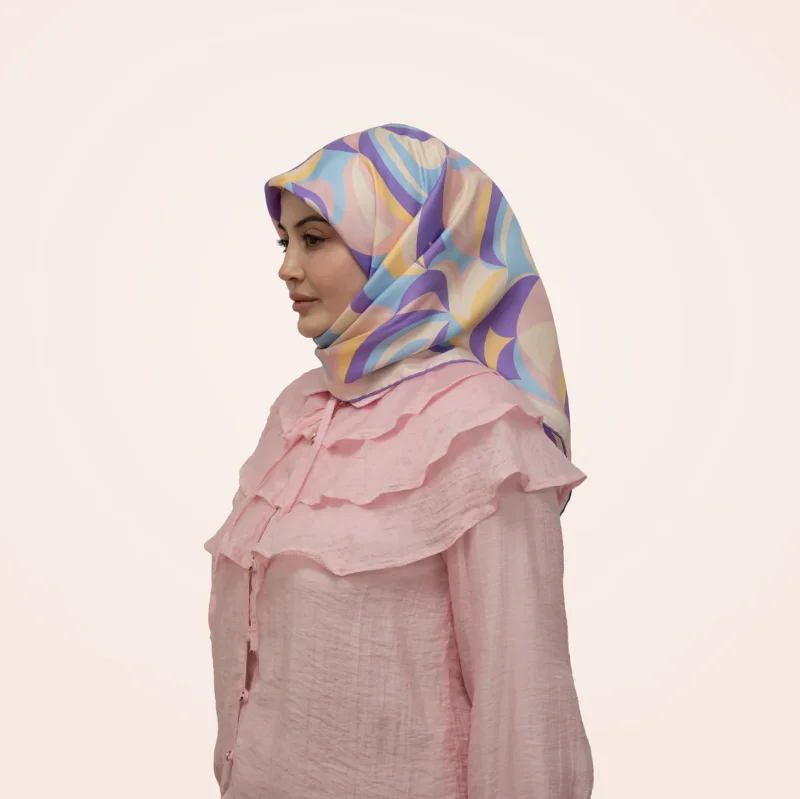 Melodi Lila Rüyası 16 Momme %100 Twill İpek Eşarp 90x90 – 4. görsel