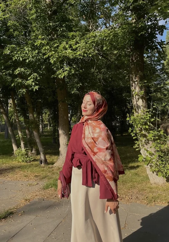 Sonsuz Bahar - Bordo Pamuklu Şal – 4. görsel