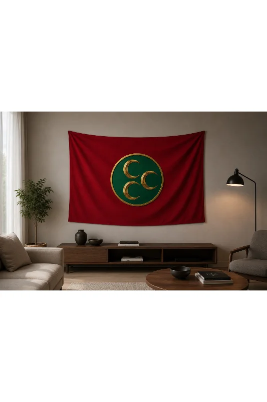 Osmanlı Türk Bayrağı Temalı Duvar Örtüsü Wall Tapestry Kalın Kumaş Kaliteli Baskı