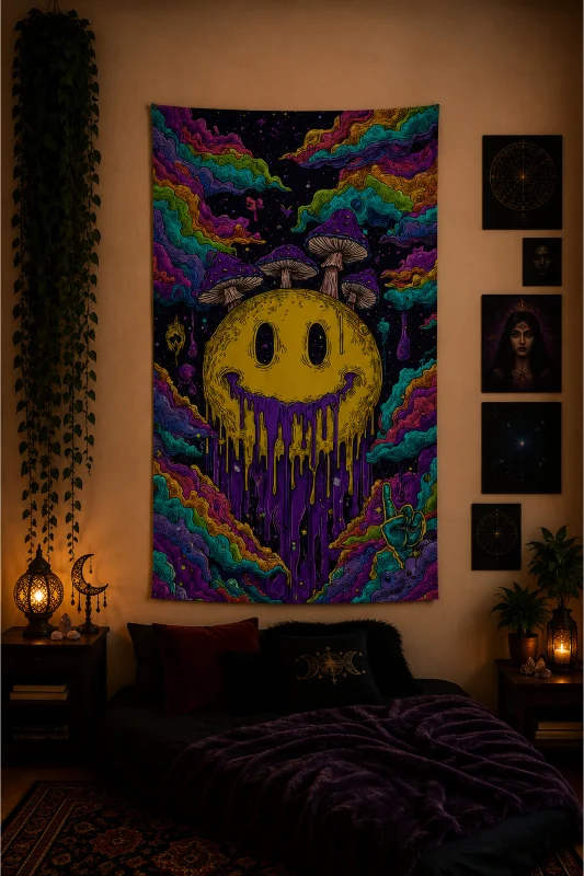 Psychedelic Bohem Temalı Duvar Örtüsü Serisi Wall Tapestry Kaliteli Baskı