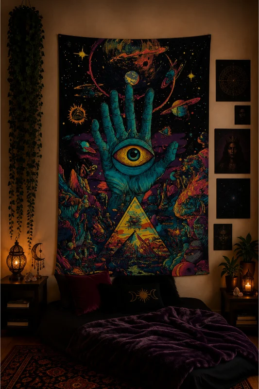 Psychedelic Bohem Temalı Duvar Örtüsü Serisi Wall Tapestry Kaliteli Baskı