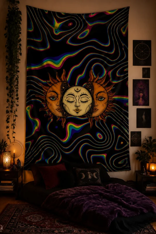 Psychedelic Bohem Temalı Duvar Örtüsü Serisi Wall Tapestry Kaliteli Baskı