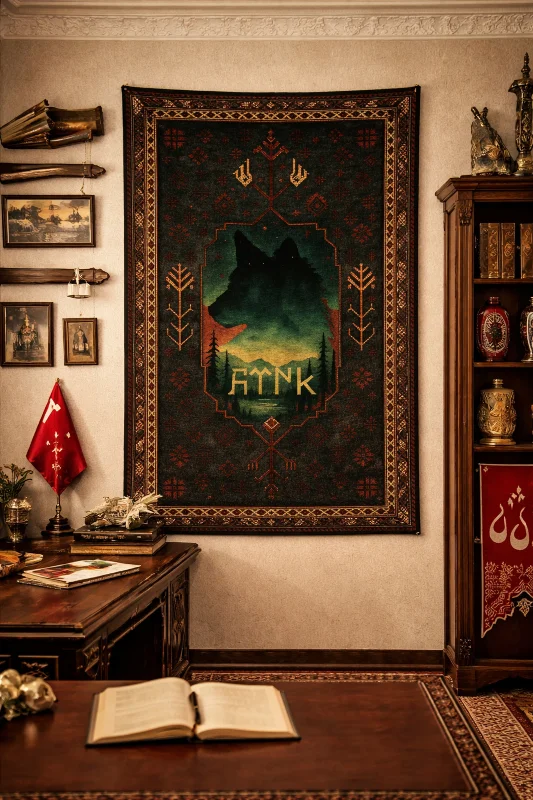 Türk Temalı Duvar Örtüsü Halısı Kaliteli Kumaş – 2. görsel