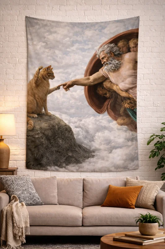 KEDİ DUVAR ÖRTÜSÜ WALL TAPESTRY KALİTELİ KUMAŞ