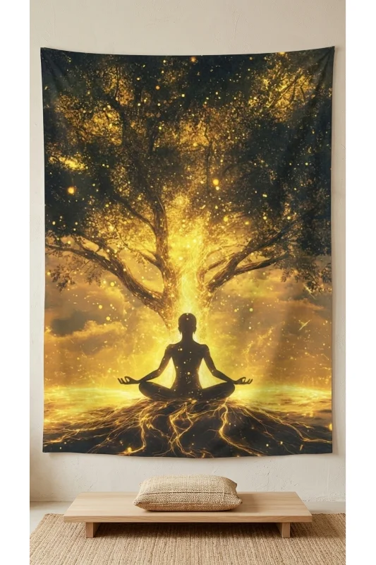 Meditasyon Yoga Duvar Örtüsü Kaliteli Kumaş