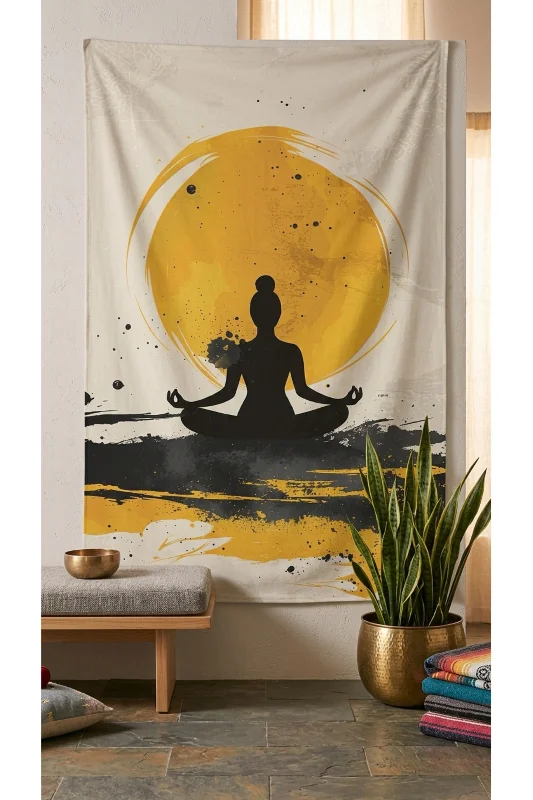 Meditasyon Yoga Duvar Örtüsü Kaliteli Kumaş
