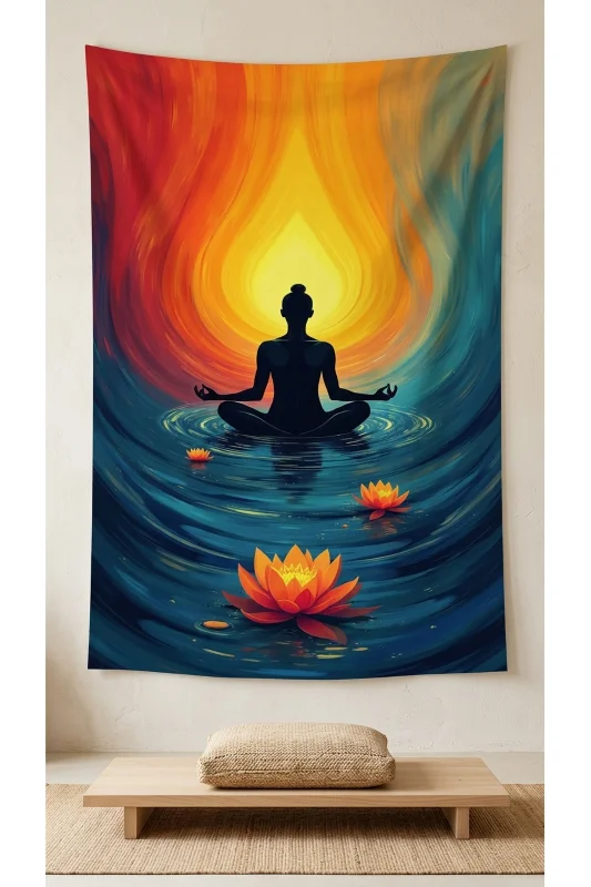 Meditasyon Yoga Duvar Örtüsü Kaliteli Kumaş
