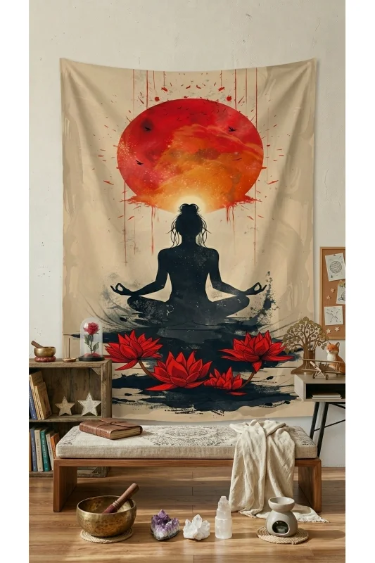 Meditasyon Yoga Duvar Örtüsü Kaliteli Kumaş