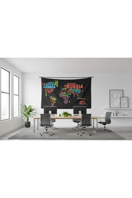 Dünya Haritası Duvar Örtüsü Halısı 100 x 150 70 x 100