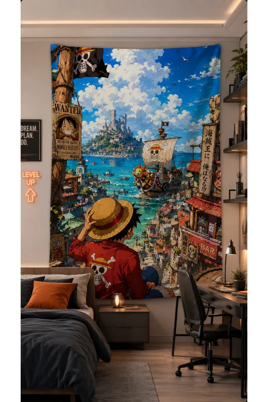 One Piece Duvar Örtüsü Birinci Sınıf Kumaş ve Baskı