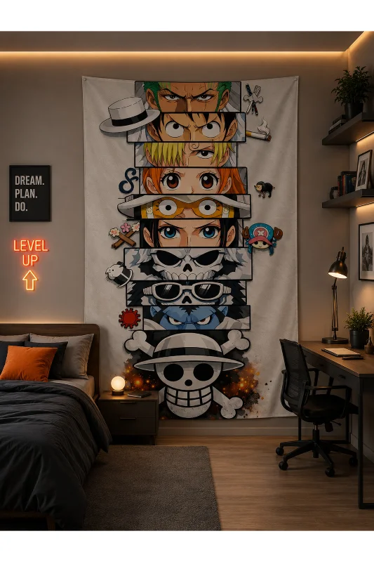 One Piece Duvar Örtüsü Birinci Sınıf Kumaş ve Baskı