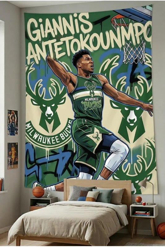NBA Basketball Temalı Duvar Örtüsü Basketbol Kaliteli Kumaş