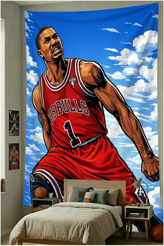 NBA Basketball Temalı Duvar Örtüsü Basketbol Kaliteli Kumaş