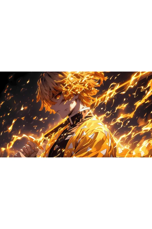 Zenitsu Agatsuma İblis Avcısı Anime Karakter Duvar Örtüsü Halısı – 2. görsel
