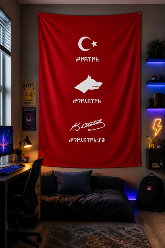 Türk'üz Türkçü'yüz Atatürk'çüyüz Yazılı Duvar Örtüsü Wall Tapestry