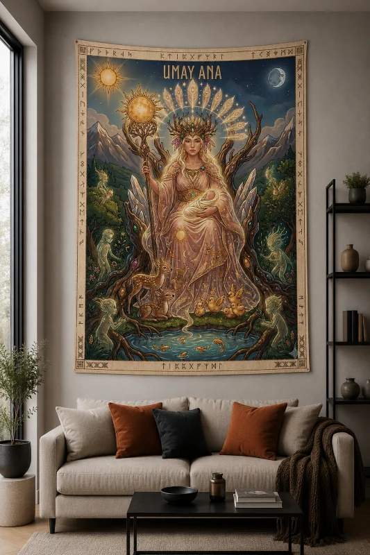 Umay Ana Türk Mitolojisi Temalı Duvar Örtüsü Wall Tapestry