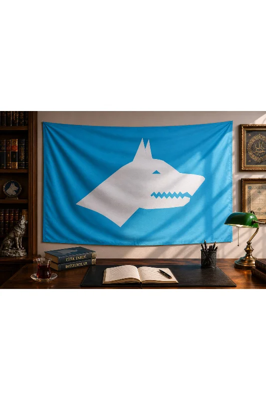 Göktürk Bayrak Temalı Duvar Örtüsü Kaliteli Kumaş Wall Tapestry – 2. görsel