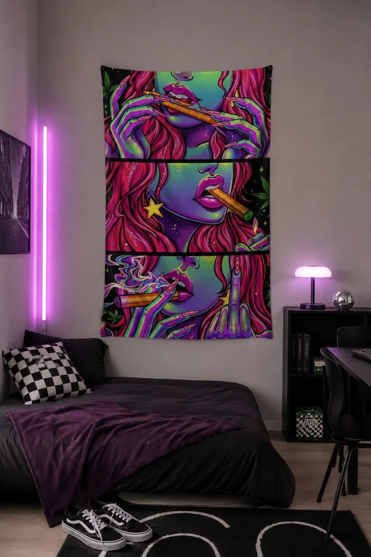 Tütüncü Kız Wall Tapestry Duvar Örtüsü Kaliteli Kumaş