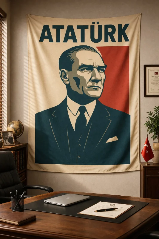 Atatürk Temalı Duvar Örtüsü Halısı Kaliteli Kumaş – 2. görsel