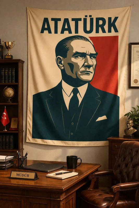 Atatürk Temalı Duvar Örtüsü Halısı Kaliteli Kumaş