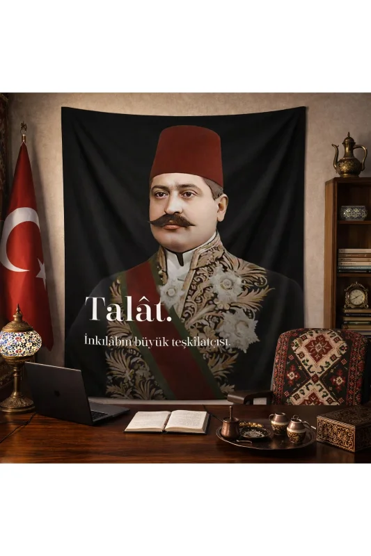 İttihat ve Terakki Talat Paşa Duvar Örtüsü Halısı Kaliteli Kumaş